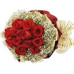 Bouquet of 15 red roses with baby's breathe will dazzle your special recipient w...