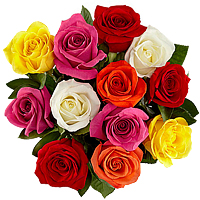 Send a treat to any flower lover by gifting this 12 Mixed Roses Bouquet...