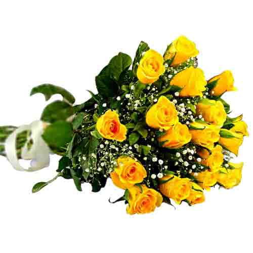 Send a treat to any flower lover by gifting this 18 Yellow Roses Bouquet...