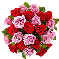 Wrapped up with your love, this Elegant Pink and Red Roses Bouquet, Just Breathl...