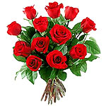 Romantic Red Roses for Christmas Bouquet
