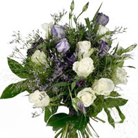 graceful and stylish purple bouquet, white roses, limonium and green loving your...