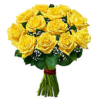 This extraordinarily extravagant collection of one dozen yellow roses will trans...