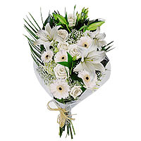 This rare treat of magical navona lilies along with avalanche roses and mellow g...