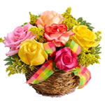 A Beautiful basket of  red, pink and yellow roses to win over the hearts of your...