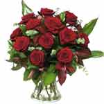 This spectacular bouquet of vinous roses is a gift guaranteed to impress...