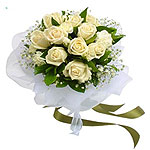 This beautiful flower bouquet of dreamy white roses and graceful greens delivers...