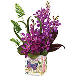 This romantic gift is the perfect choice. Exotic purple orchids and island green...
