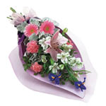 A wonderful pink white and purple sheaf bouquet co...