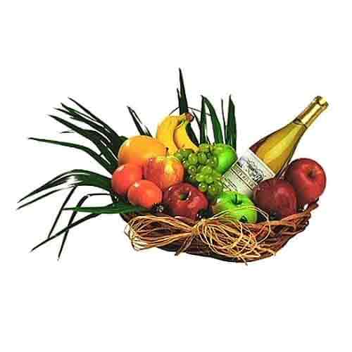 Wonderfully displayed in a handsome basket, our Fruit Gift Basket with White Win...
