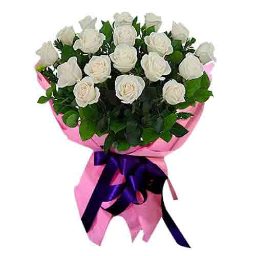 Send a treat to any flower lover by gifting this 18 White Roses Bouquet...