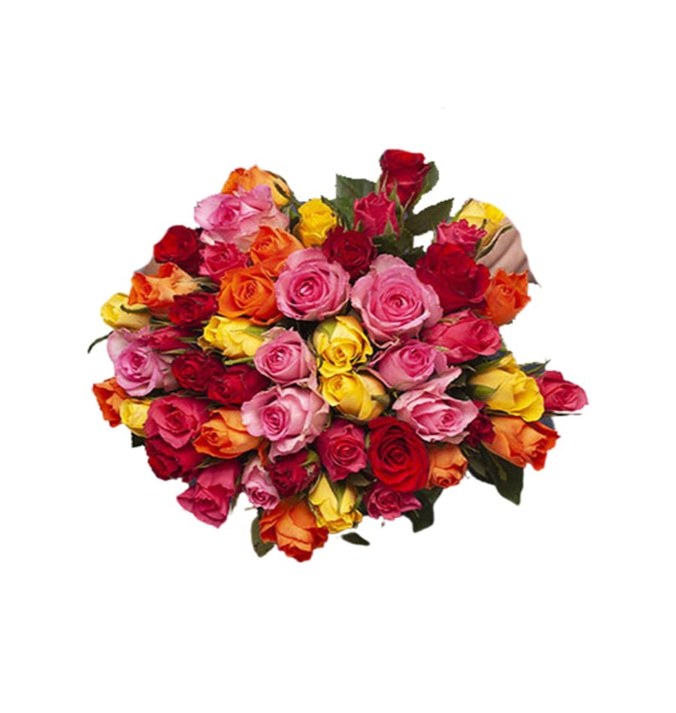 Colorful and blooming, this vibrant bouquet of roses is an instant mood booster....