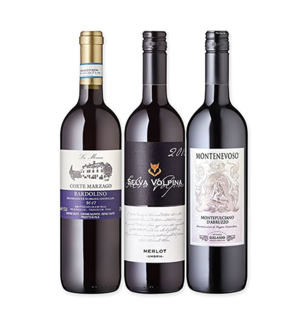 Italian cuisine has three staple wines: Bardolino from Lake Garda, Merlot from t...