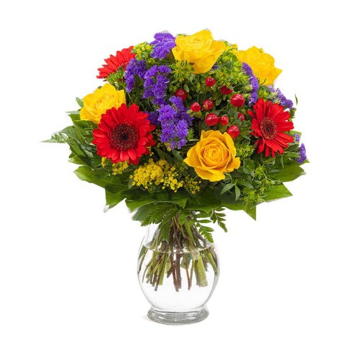 This is a pretty combination of flowers. The bouqu...