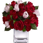 Set apart from the traditional single color rose bouquet, this color combination...