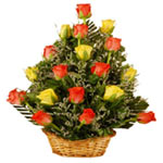 Blooming Elegant Mix Roses Basket