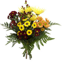 A harmonious bouquet of Autumn tones bunched and formed to a smart, ball shape a...