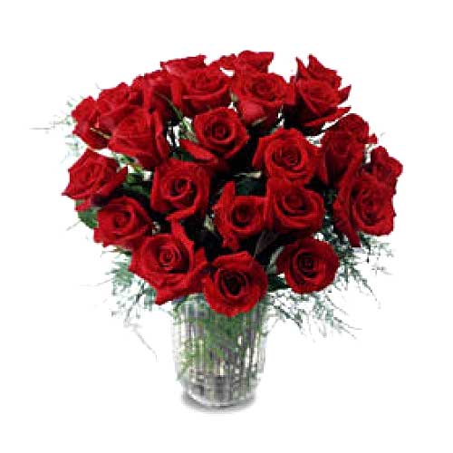 24 Red Roses in Vase