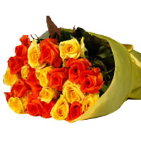 Order today a beautiful bouquet of roses fresh 20 yellow roses and 15 orange ros...