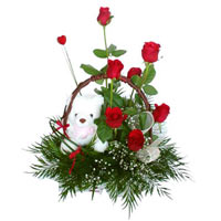 We present elegant petite red roses in hand-made b......  to Ust - katav