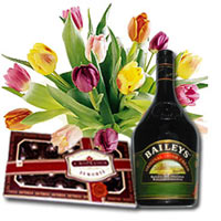 Arrangement of fresh tulips, quality chocolates an......  to Verkhnyaya tura