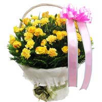 Yellow flowers in basket