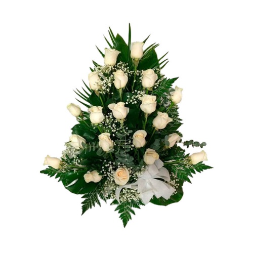 Our 12 white roses bouquet center is a fun and uni...