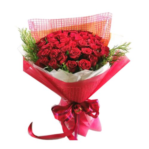 Send this beautiful red roses bouquet wrapped in a...