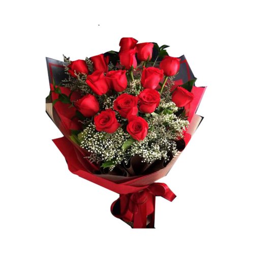 Red roses wrapped with red net make a perfect gift...