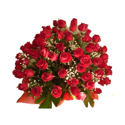 This basket of red roses is a classic gift for Val...
