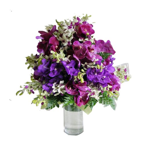 We have this two flowers bouquet, wrapped with a p...