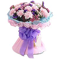 24 pink carnations, matched with greens, pink and ......  to luzhou_florists.asp