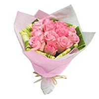 9 pink roses, matched with greens, pink round banq......  to flowers_delivery_jiujiang_china.asp