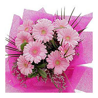 10 pink gerberas, match greenery, pink tissue to w......  to flowers_delivery_laiwu_china.asp
