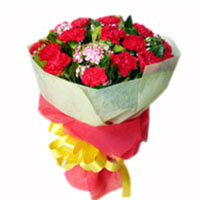 18 red carnations, match greenery. (The picture is......  to hubei_florists.asp