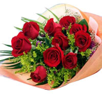 10 red roses, matched with greens, light orange pa......  to ezhou_florists.asp