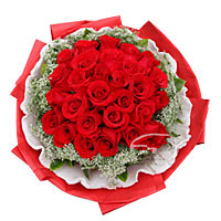 30 red roses with babybreath and green, beautiful ......  to Chengde