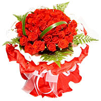 48 red roses, mach greenery, white paper wrap insi......  to yancheng_florists.asp