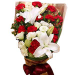 12 red carnations, 9 white roses, 1 perfume lily, ......  to flowers_delivery_longyan_china.asp