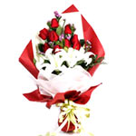  9 red roses, 2 lilies, match leaves, and forget-m......  to xianning_florists.asp