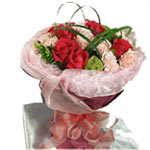 8 red roses, 8 pink carnations, brown crepe paper ......  to foshan_florists.asp