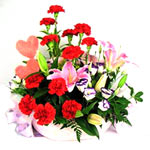 12 red carnations, 1 pink perfume lily, match ball......  to ankang_florists.asp