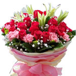 24 red roses, 12 pink carnations, 2 white lilies w......  to flowers_delivery_tongren_china.asp
