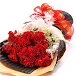 18 red carnations with white flower and fur,brown ......  to Maanshan
