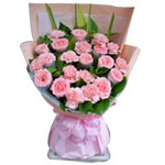 11 pink roses, 11 pink carnations, with greens, be......  to tongren_florists.asp