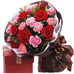  6 red roses and 11 pink carnations with green, be......  to yuncheng_china.asp