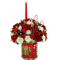 New Year ceramic pot with red roses, hypericum, ch......  to karditsas_florists.asp