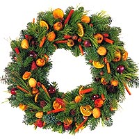 Wreath of fir, pine and native fruits. Orange slic......  to arkadias_florists.asp