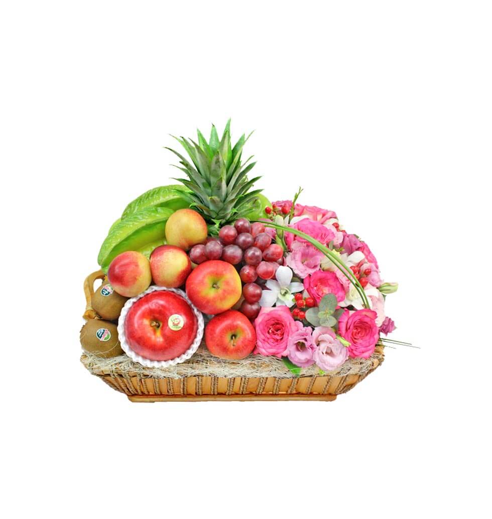Flower Design & Fruit Gift Basket contains 8 types......  to flowers_delivery_ngau tau kok_hongkong.asp