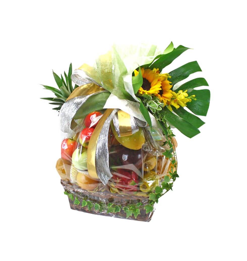Large Fruit Basket, artfully presented in a large ......  to flowers_delivery_silver mine bay_hongkong.asp